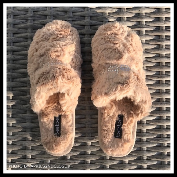 BEBE COZY PLUSH CRYSTAL EMBELLISHED SLIPPERS - Picture 6 of 8